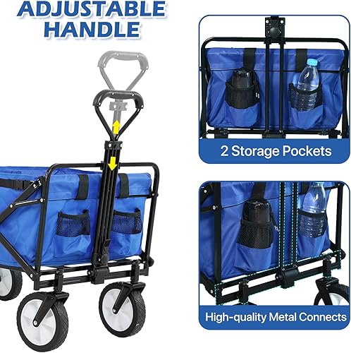 Miniatura 2 de Carro plegable utilitario plegable, azul, gran capacidad, almacenamiento conveniente, uso al aire libre