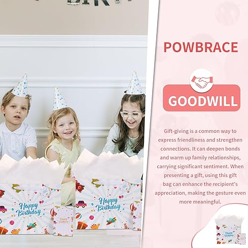 Miniatura 6 de Powbrace Bolsa de regalo para bebé con papel de seda y tarjeta de felicitación para cumpleaños, fiesta, bolsa de regalo para bebé, bolsas de regalo