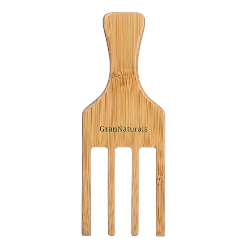 GranNaturals Púas de pelo para cabello rizado, peine de dientes anchos de 4 puntas para rizos, foto de cabello de madera para peinar, peinar,