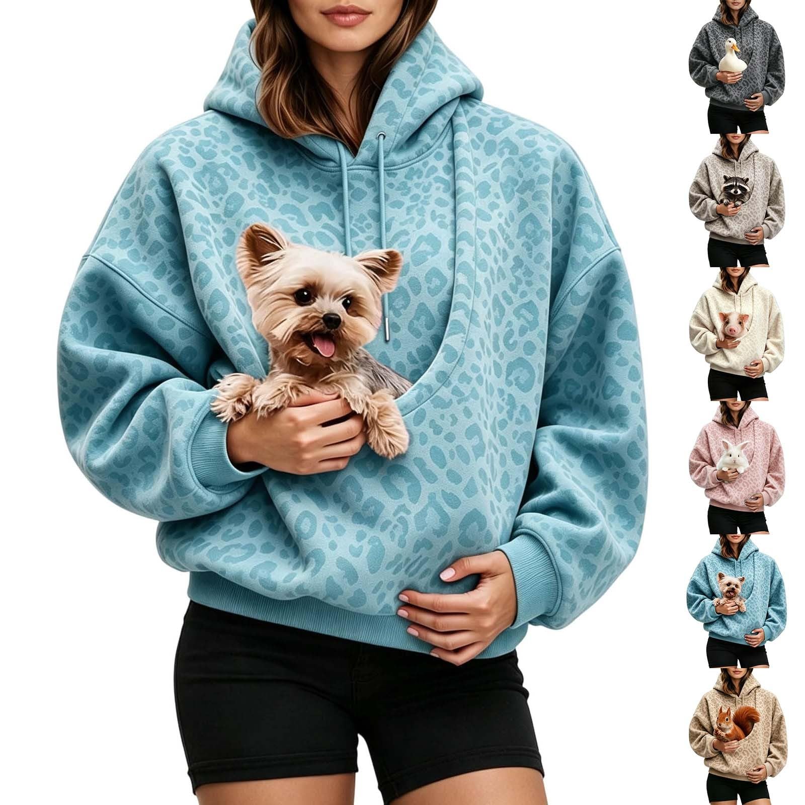 Oversized Hoodie with Dog Pouch – Soft Pet Carrier Sweatshirt for Puppy — image 1