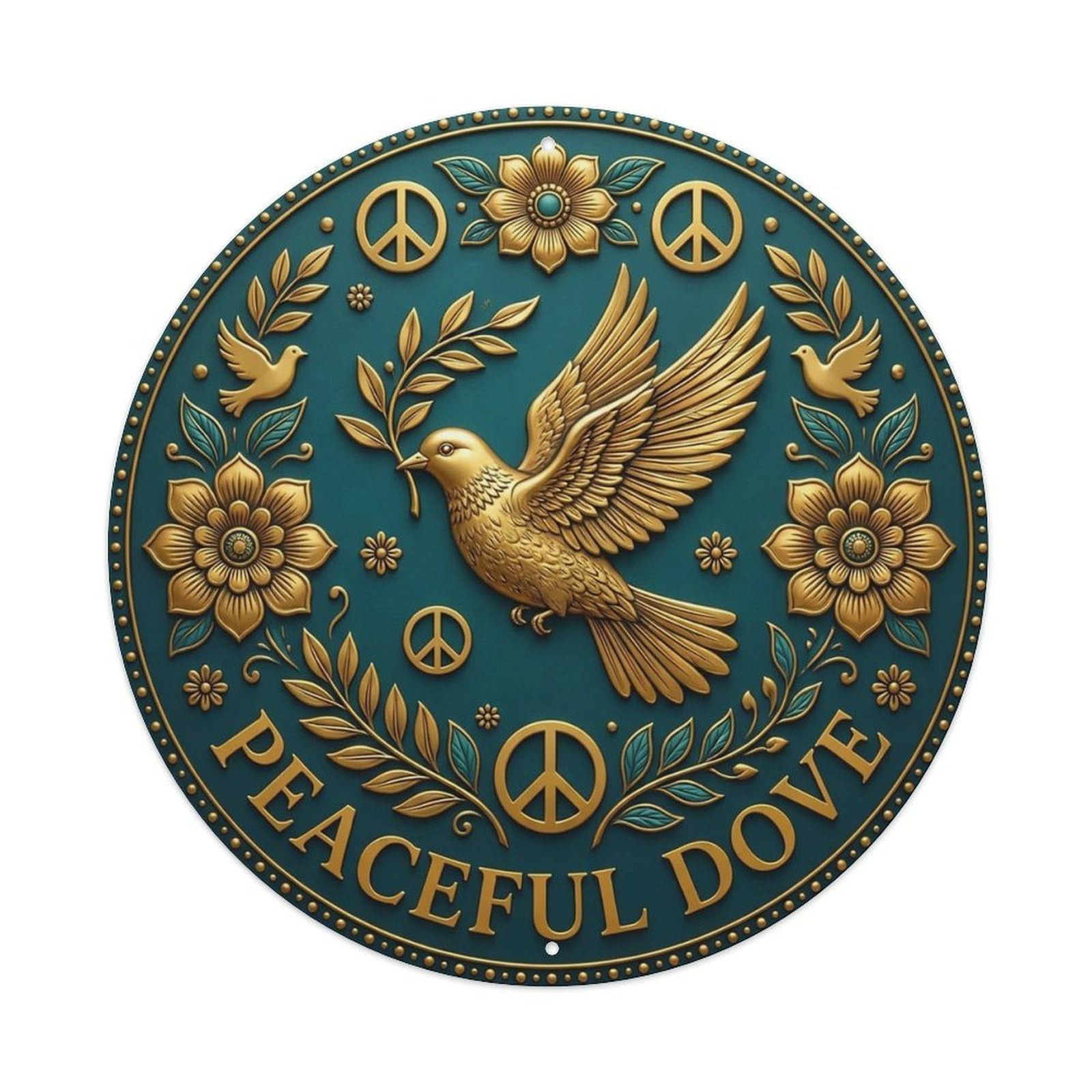 Vintage Peaceful Dove Flower Zen Yoga Metal Tin Sign