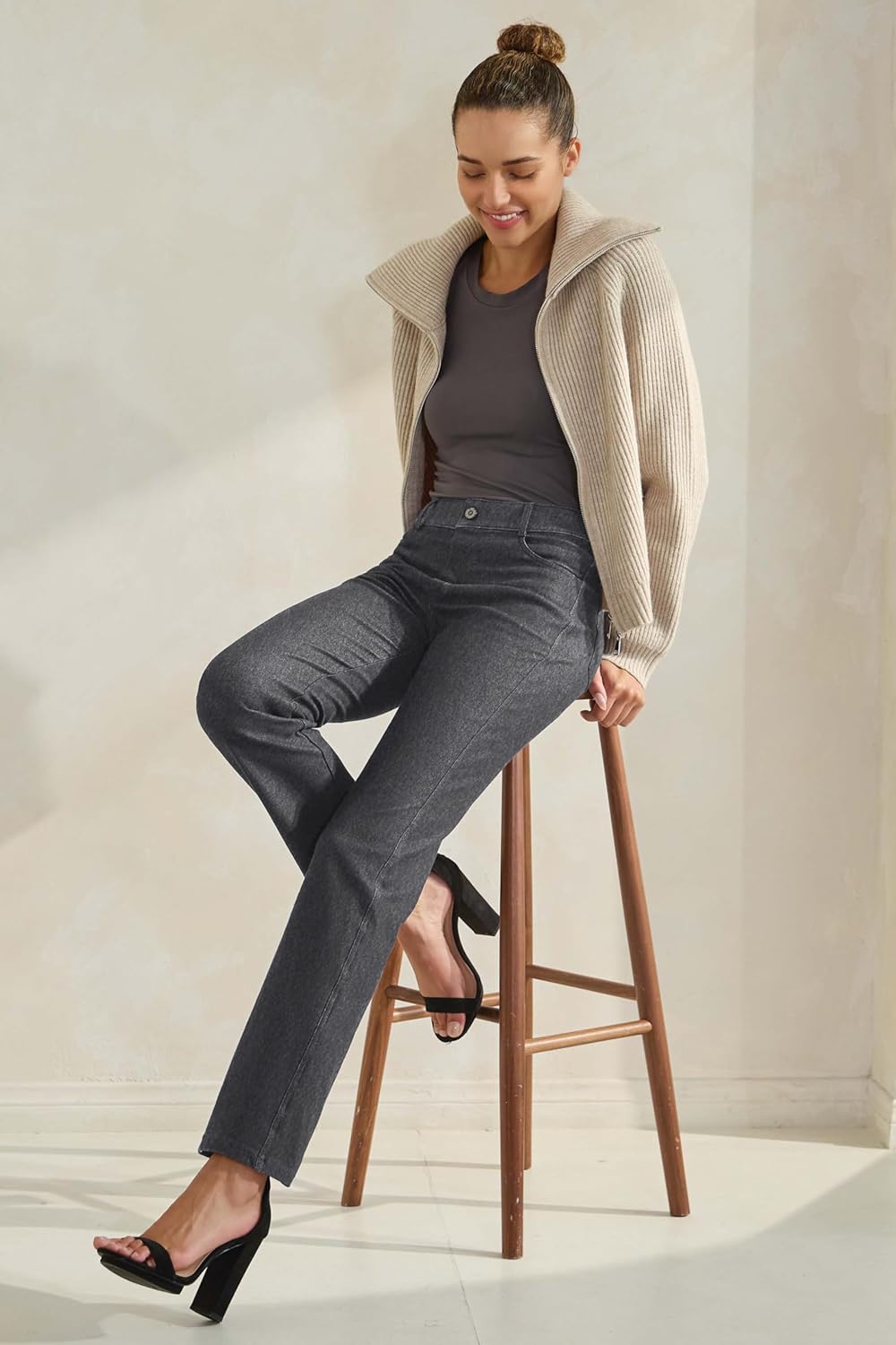 Prolific Health Women's Jean Denim Look Jeggings Straight Leg Many Colors Spandex Leggings Pants S-XXXL - Image 3