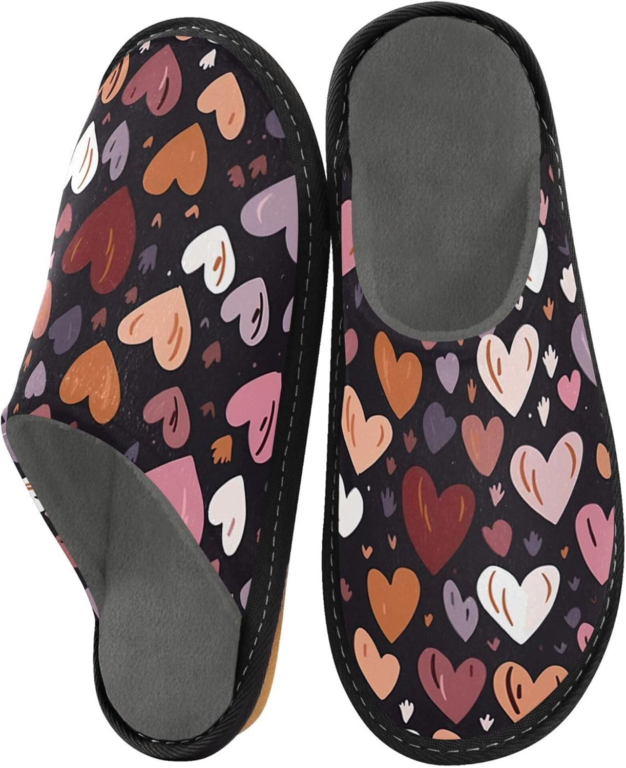 Valentine's Heart House Slippers – Cozy Fuzzy Slippers for Guests, Washable & Disposable, Perfect for Shoeless Home, Spa & Hotel Use A110862