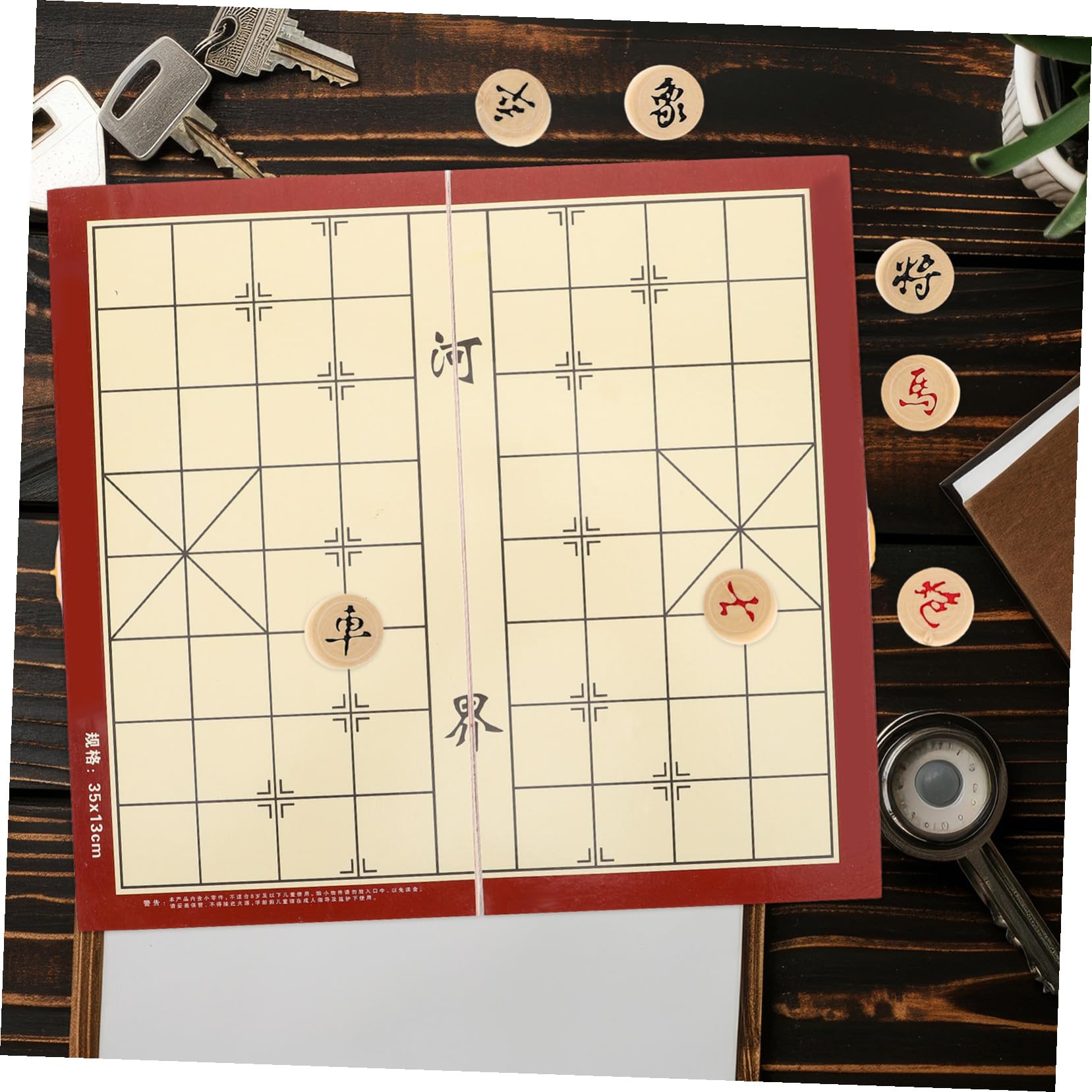 Toyvian Scacchiera Cinese Pieghevole in Legno con Custodia Integrata, Gioco da Tavolo da Viaggio per Esterni, Salva Spazio e Previene la Perdita dei Pezzi