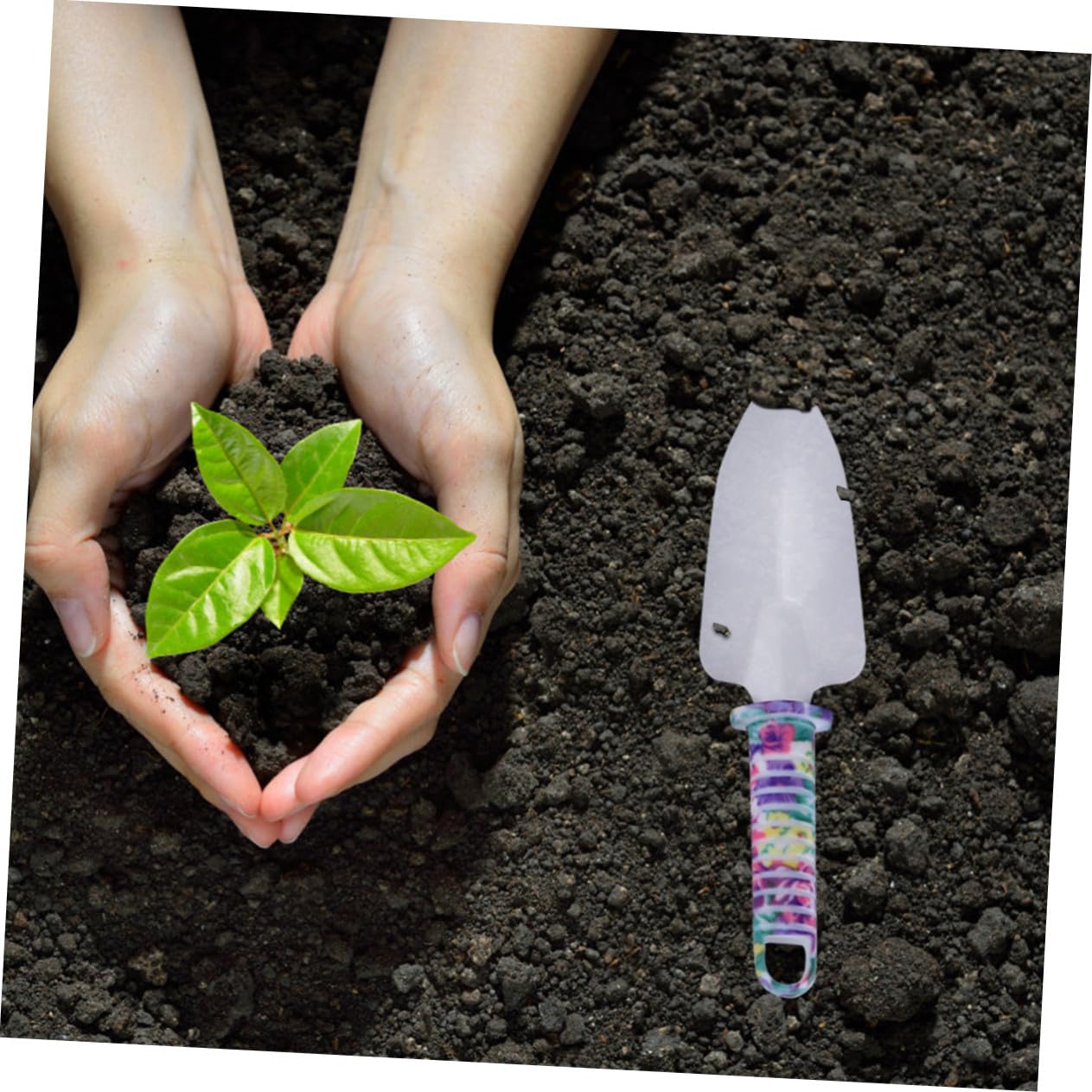 Garten Handwerkzeugset aus Rostfreiem Edelstahl und ABS 10 Stück mit Rechen Schaufel Unkrautmesser und Sprühflasche für Pflanzen Umpflanzen und Gartenarbeit