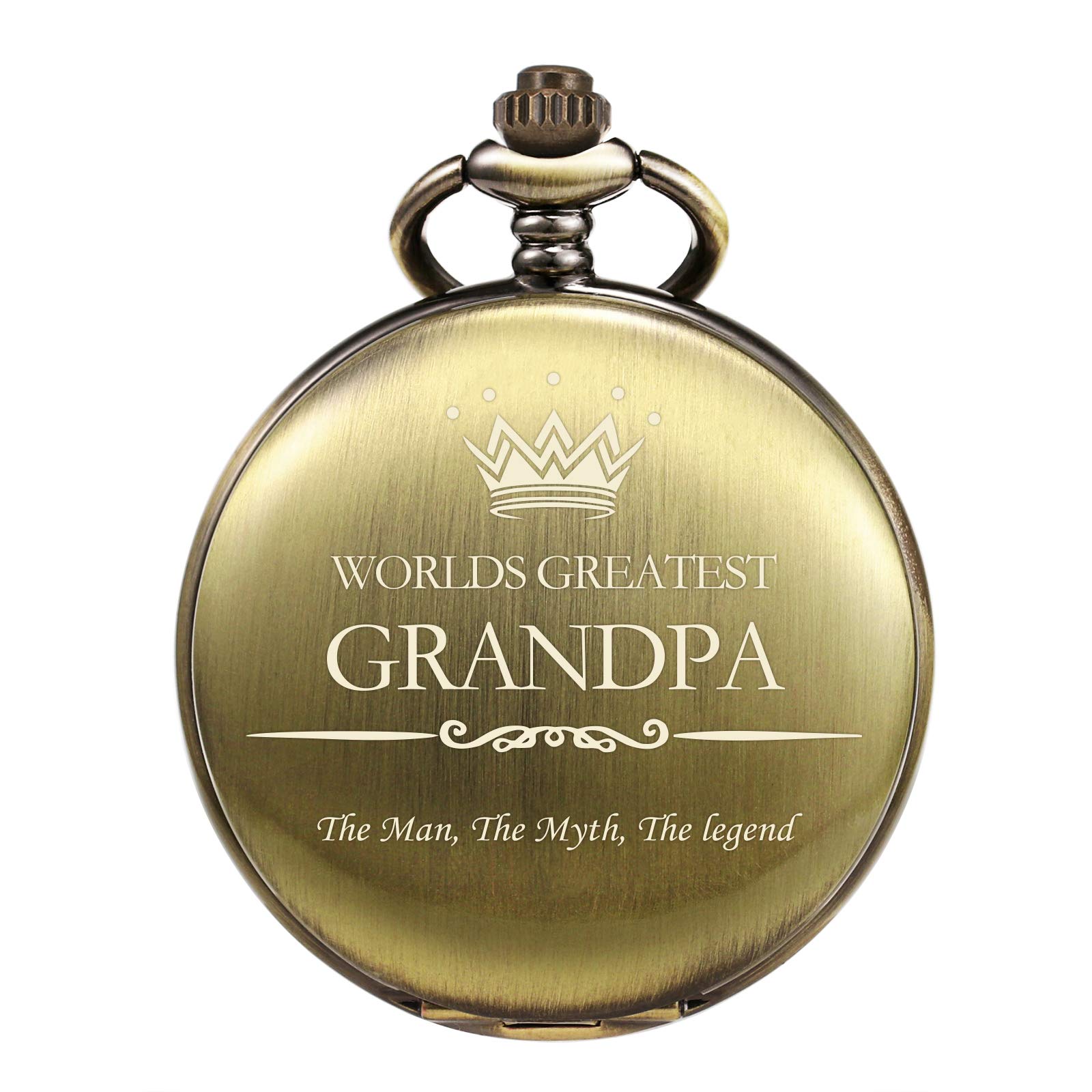 TREEWETO Pocket Watch for Grandpa Men Engraved Pocket Watches with Chain Box for Birthday Father's Day Christmas