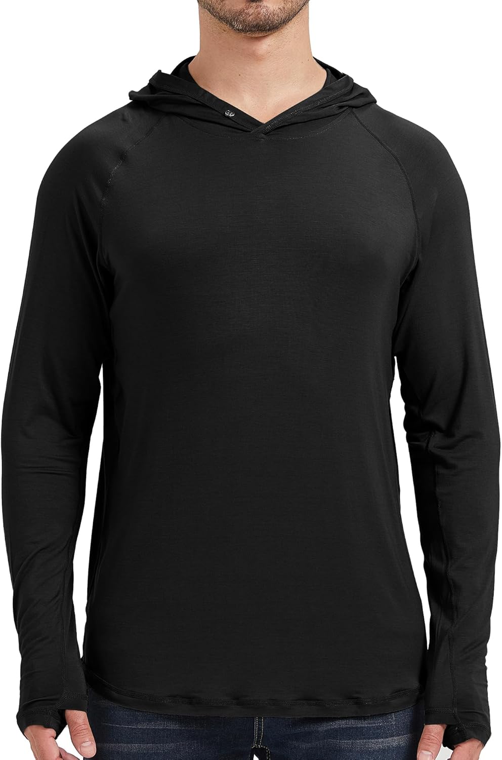 netdraw Men's Ultra-Soft Bamboo Viscose Hoodie Shirt UPF 50+ Sun Protection Long Sleeve Lightweight UV Shirt