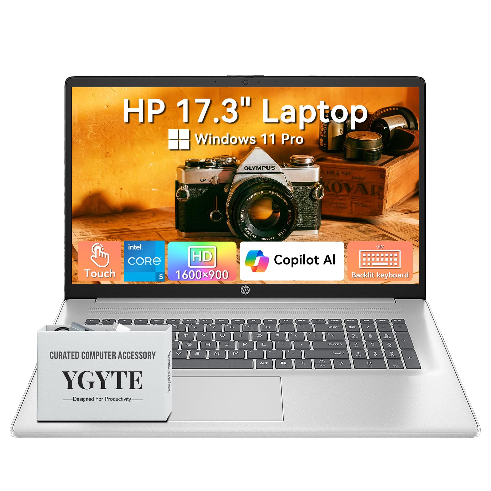 HP 17 Inch HD+ Touchscreen Laptop AI PC, Intel 10-Core 5, 16GB RAM 1TB SSD