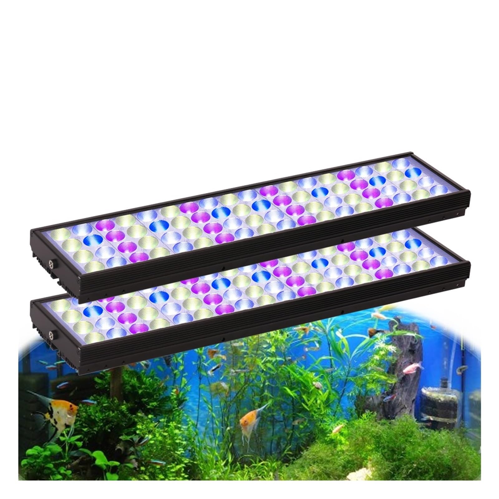 Oświetlenie rafowe LED, 60cm/120cm oświetlenie do akwarium z pełnym spektrum światła dla roślin wodnych zegarem Sunrise Sunset LED lampa High Power(1 lamp with arm kit)