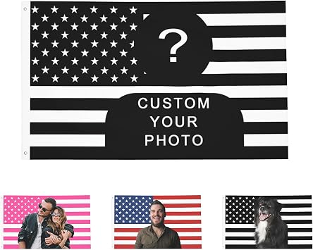 OHORTEB Custom Photo Flag Design Your Own Picture Text Logo Personalized Flag Customizable Image Gifts for Indoor Outdoor Decoration Black American, 2X3 FT