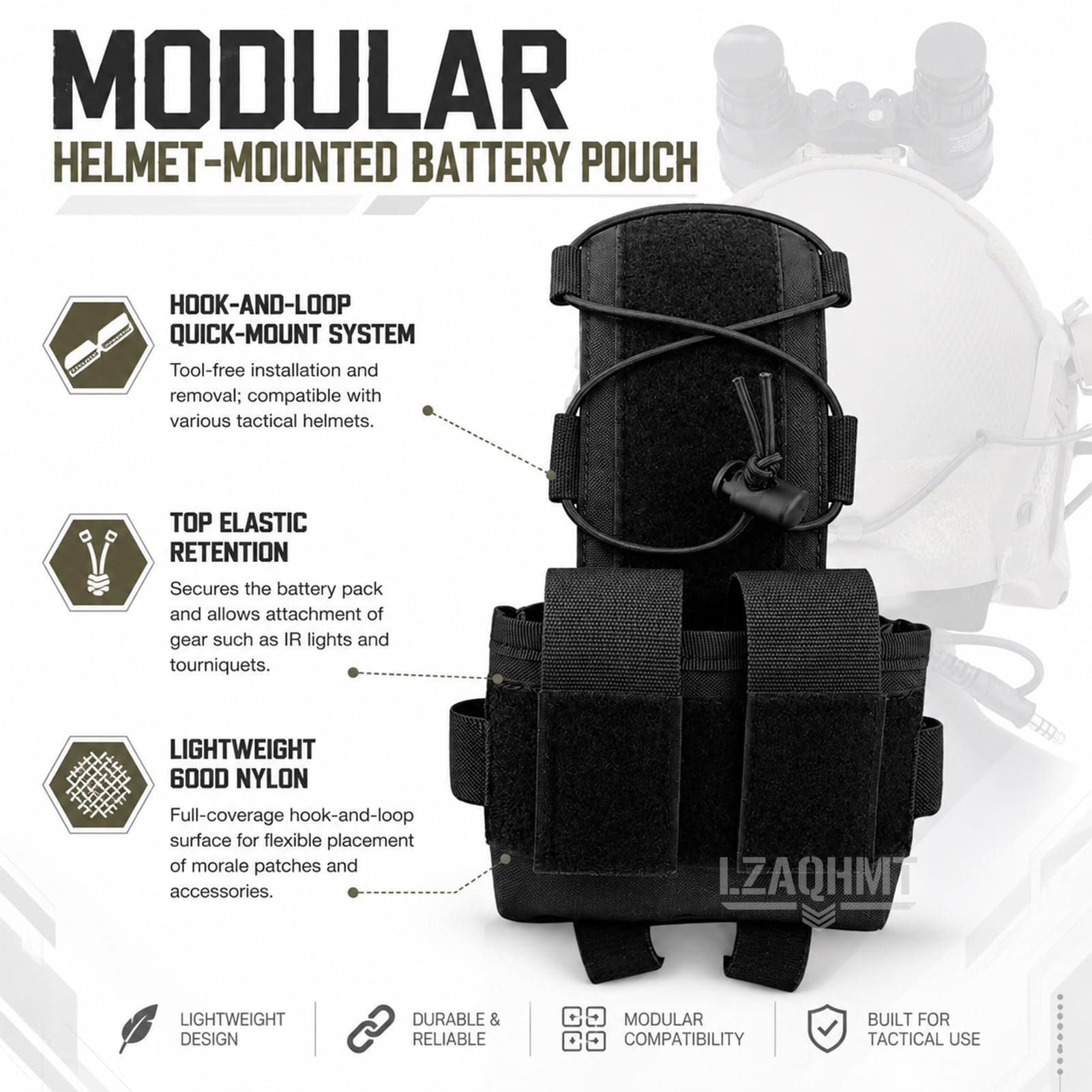 Set táctico 7 en 1 para Casco Airsoft con Funda y Auriculares | Visor nocturno falso con soporte, luz de señalización bolsa contrapeso para cosplay entrenamiento militar de tiro