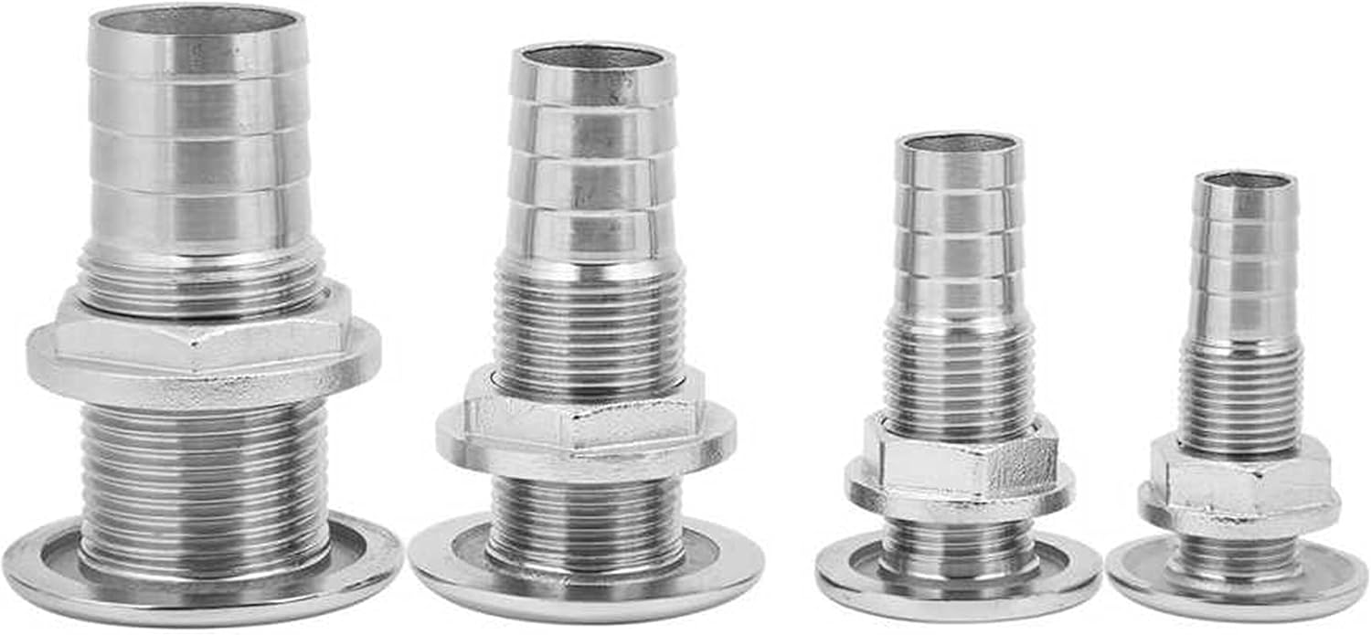 3/8" 1/2" 3/4" 1" 1-1/4"1-1/2" Thru Hull Fitting Hose Barb with Nut,316 Stainless Steel Accessories for Marine Boats Drain Pipe Yacht-1 Pack