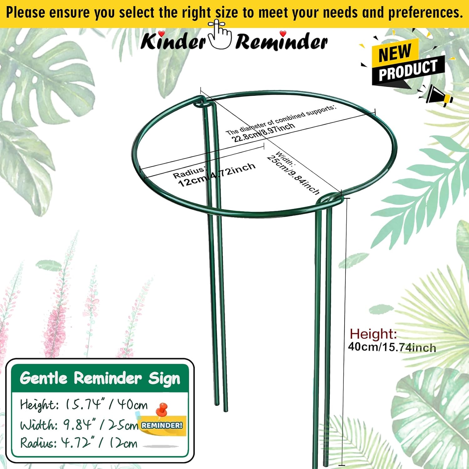 10 Pack Peony Support Ring, 16x10In Plant Support Sturdy and Durable for Inood and Outdoor Potted Plants