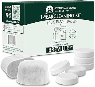 6 Pack Breville Compatible Charcoal Filters with 52 Cleaning Tablets, 1 Year Breville Compatible Maintenance Kit, Espresso Machine Clean Kit for Breville Barista Pro, Breville Infuser and more