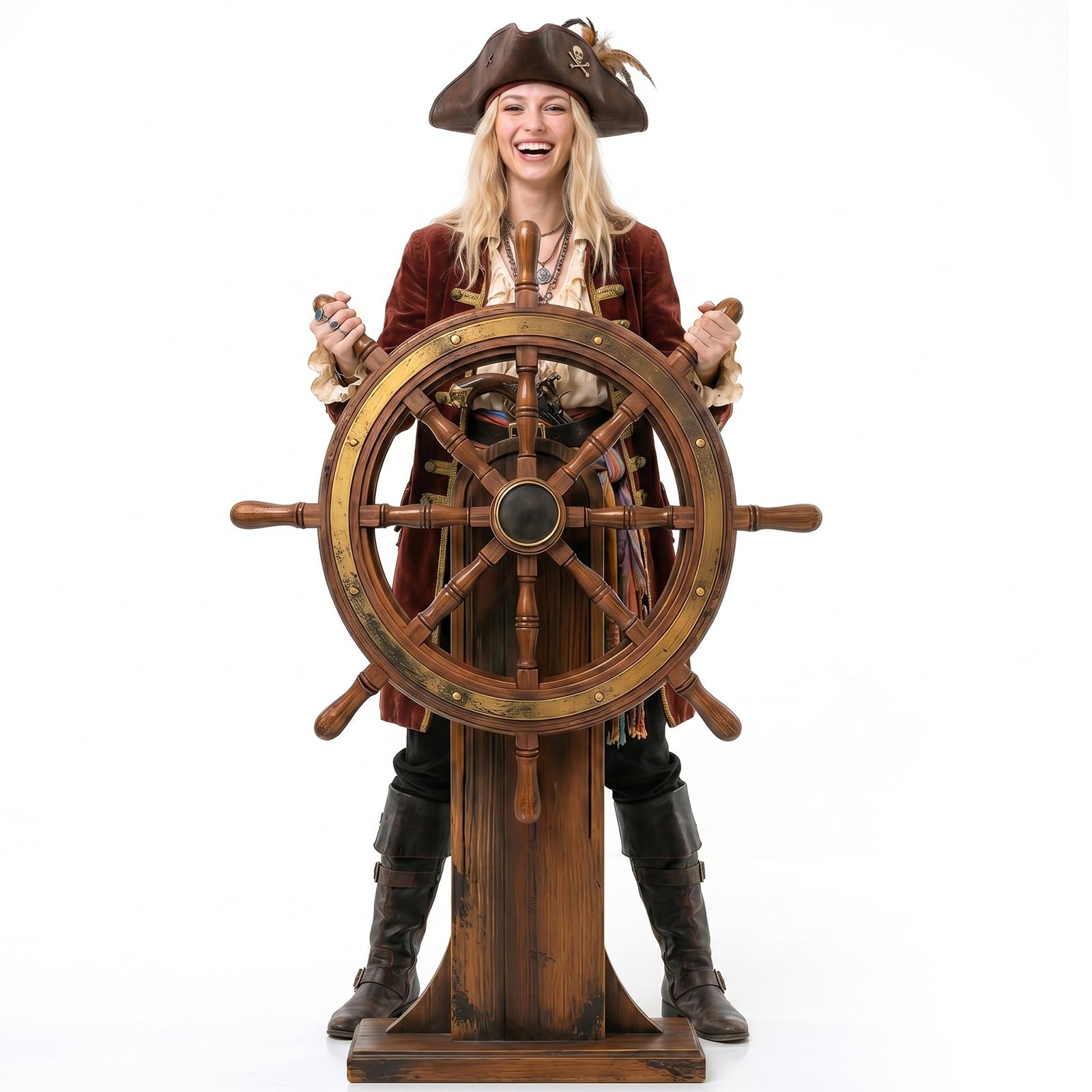 Ship Wheel Cardboard Cutout Standup Captain
