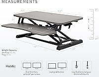 Vista 3 de VIVO Convertidor de escritorio de 32 pulgadas, Serie K, elevador ajustable de altura para sentarse y pararse, estación de trabajo para monitor dual