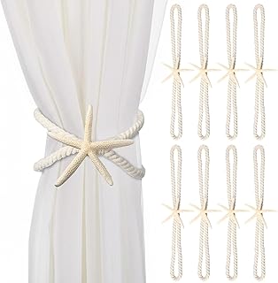 8 Pcs Natural Starfish Curtain Tiebacks Handmade Woven Rope Ocean Theme ...