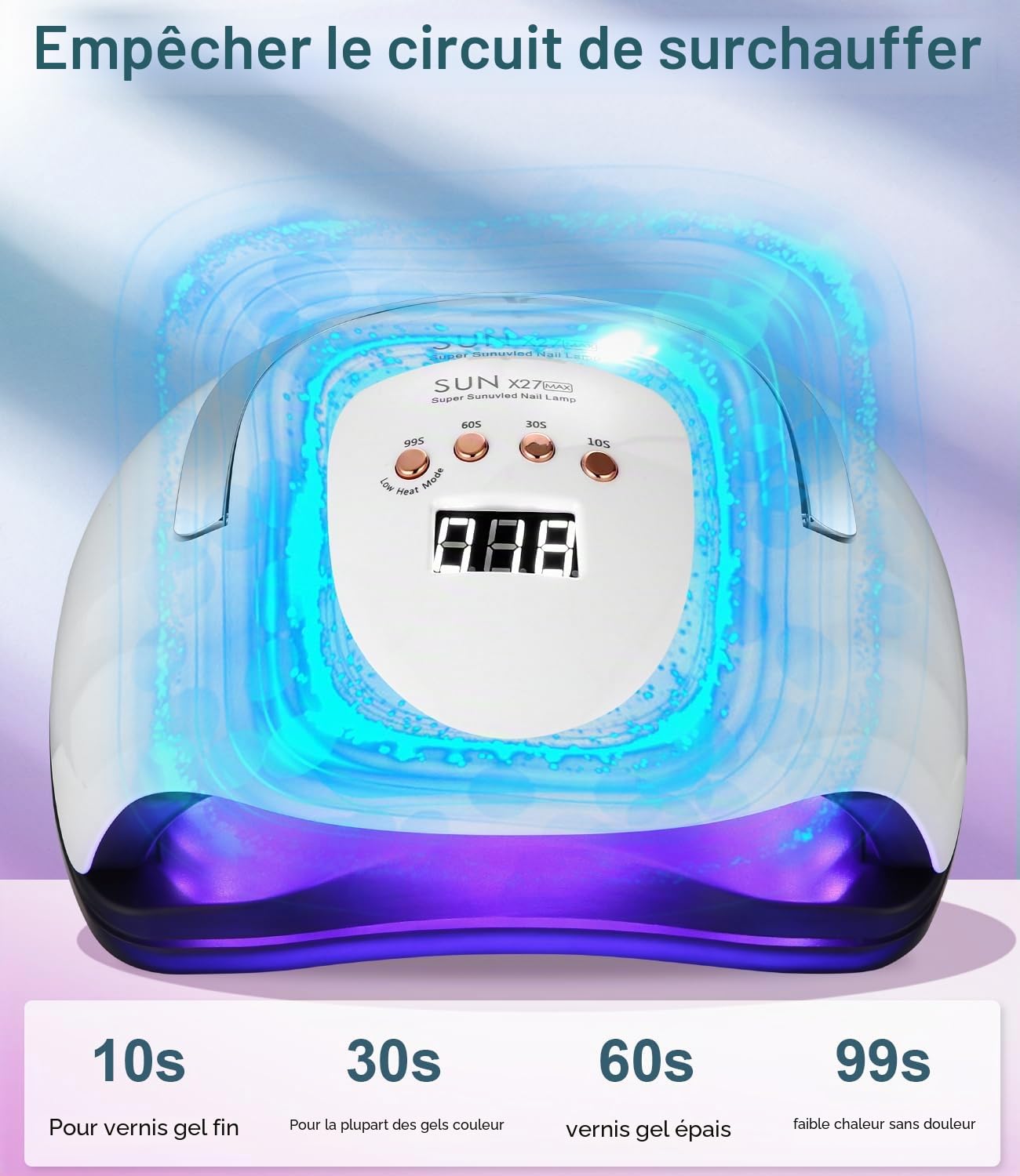 Lampe LED Ongles Gel, 380W Professionnel UV Sèche Automatique machine, 81 Lumières Séchage Rapide, Grand LCD Ecran, 4 Minuteries 10s/30s/60s/99s pour Vernis Semi Permanent, pour Salon Maison