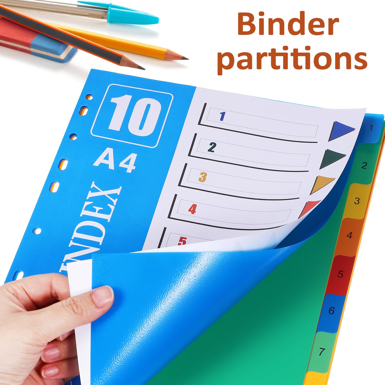 5 Set Divisori Per Raccoglitori A4 - 12 Schede Colorate In Plastica, Per Ufficio E Scuola