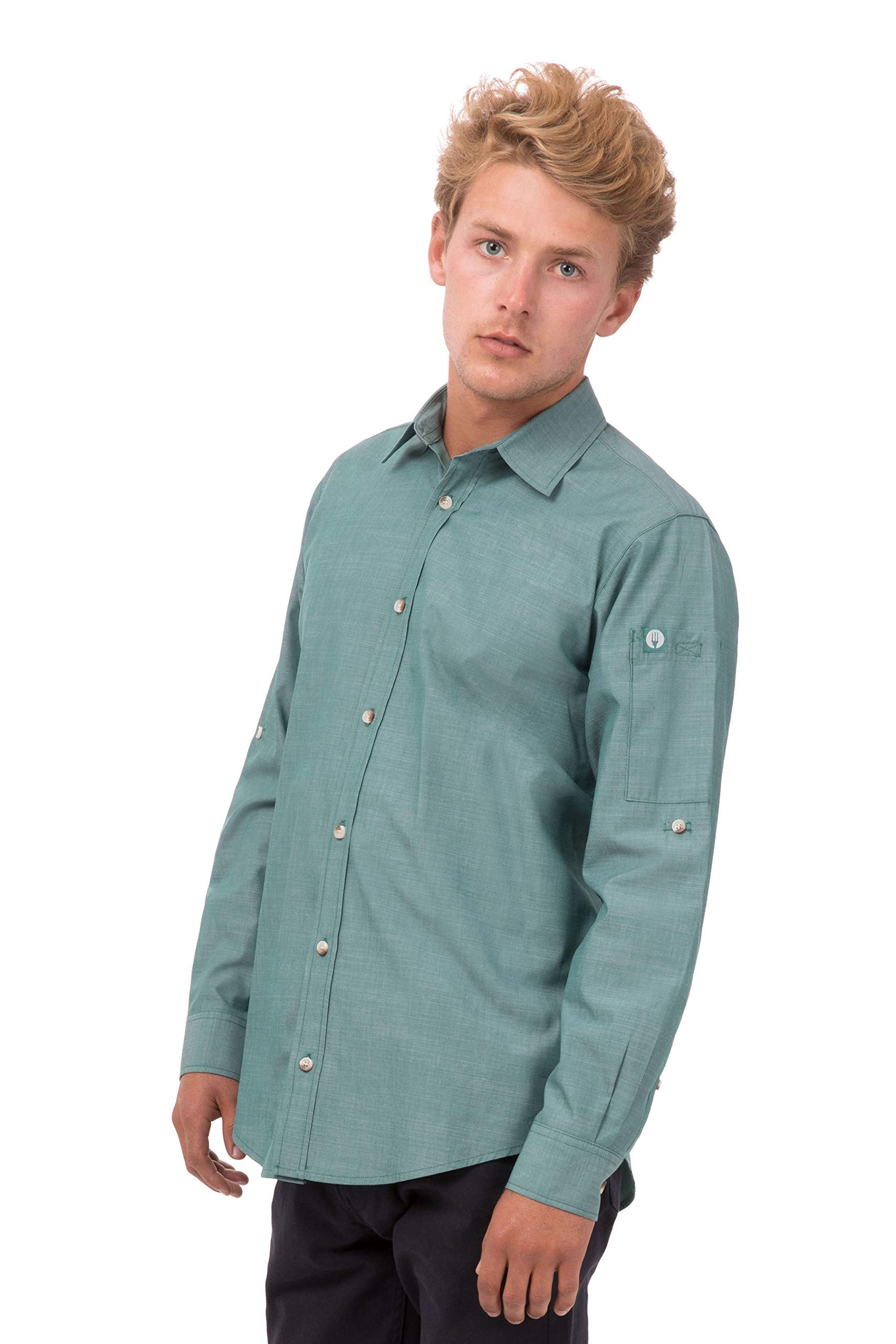 Chef WorksChef Works Men's Chambray Shirt, Green Mist, 3XL