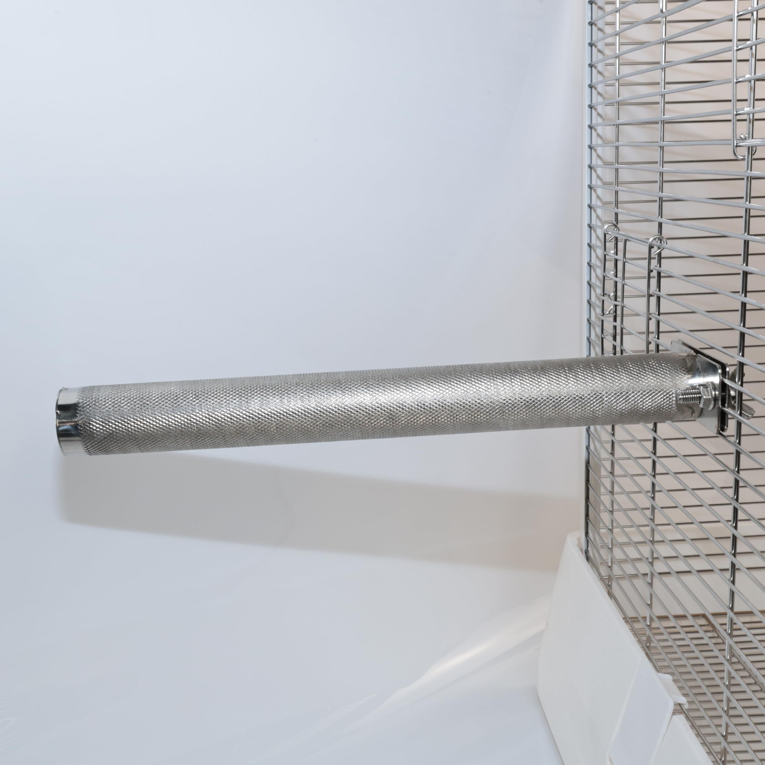 AOTU Percha grande de acero inoxidable para loros, soporte para pájaros, para jaula, percha duradera para cortar picos y garras para pájaros, accesorio de jaula de loro (L: 30 x 3 cm)
