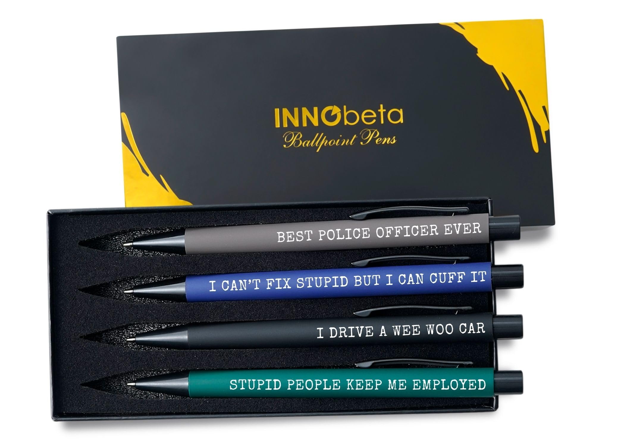 InnoBeta Police Gifts, Ballpoint Pen Set of 4, Perfect Police Gifts Idea for Men on Birthday and Christmas