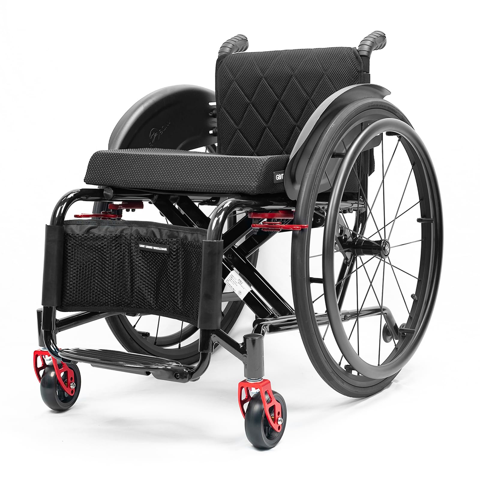 Carrozzina per Adulti Carrozzina Sportiva Leggera Carrozzina silenziosa Pieghevole,2 braccioli a X rinforzati sul Fondo,Adatta a Giovani, Adulti e Anziani(Seat Width 40CM,Black)