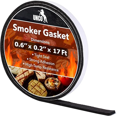 Miniatura 10 de UNCO - Junta de ahumador, 15 pies, 35 x 18 pulgadas, junta de parrilla, junta de calor, cinta de calor para ahumador, sellador de juntas de ahumador