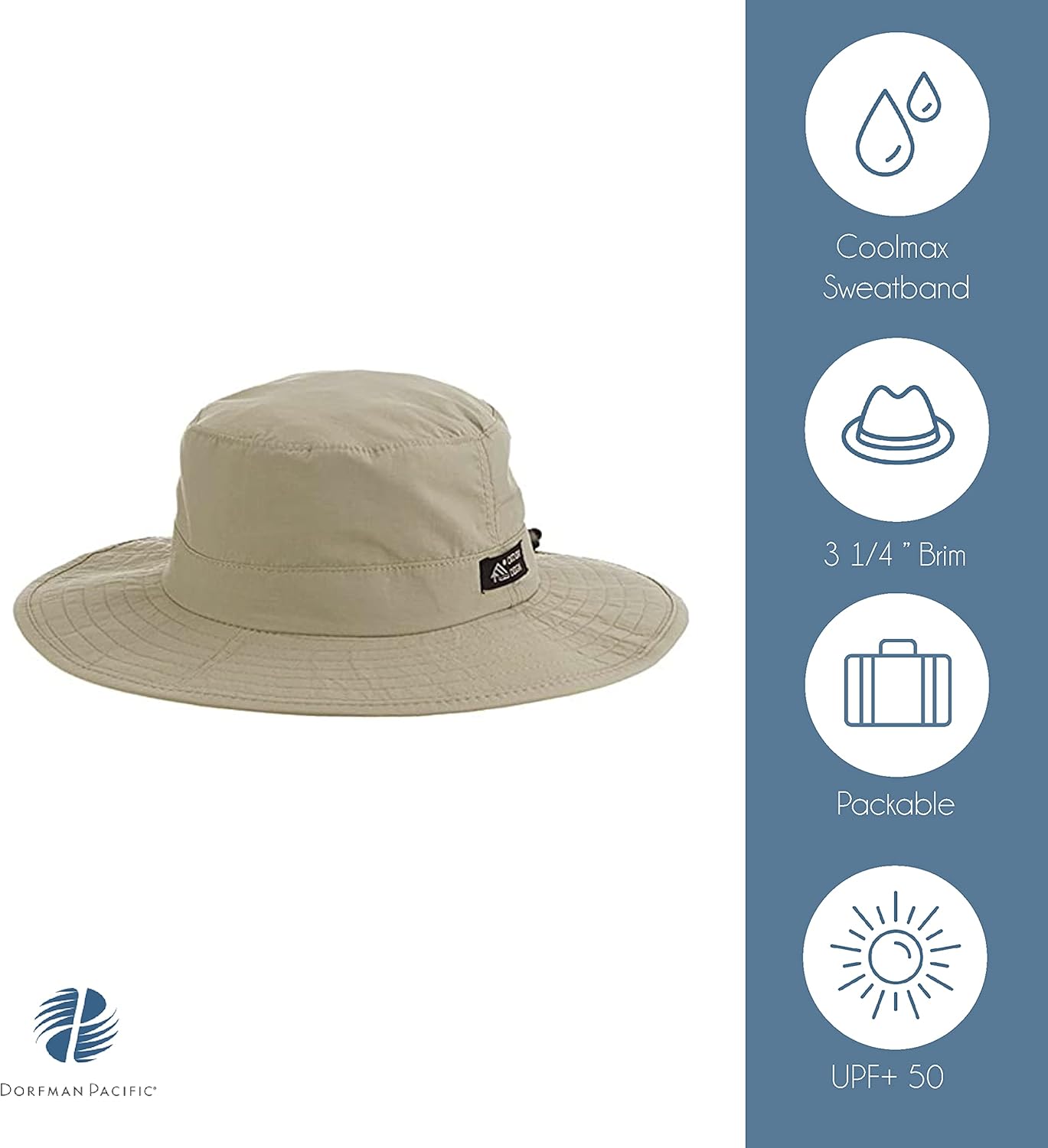 Dorfman Pacific Men’s 1 Piece Big Brim Boonie Hat with Nylon Chin Cord - Image 2