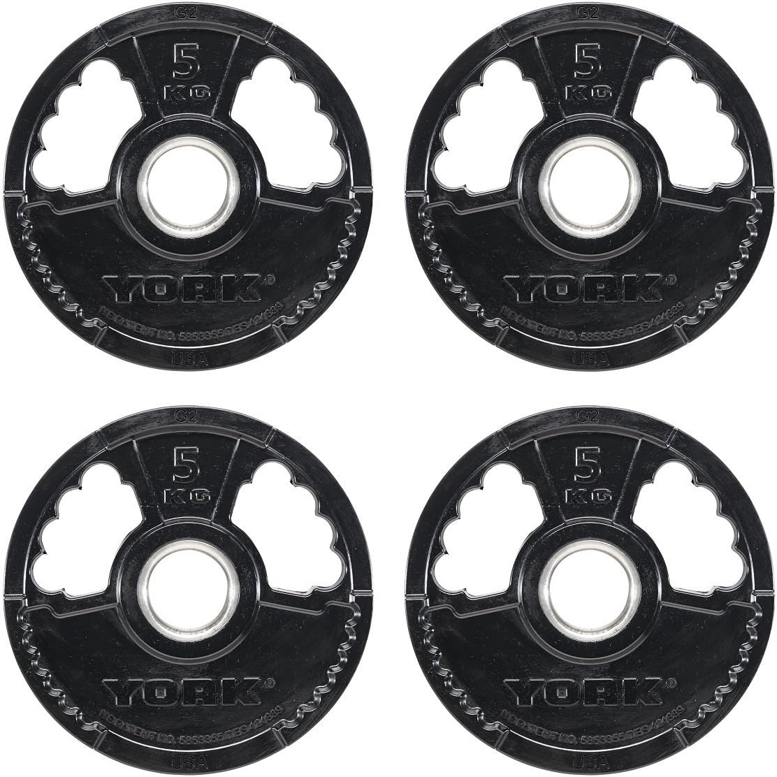 York 4 x 5kg G2 Rubber Thin Line Olympic Weight Plates Amazon.co.uk