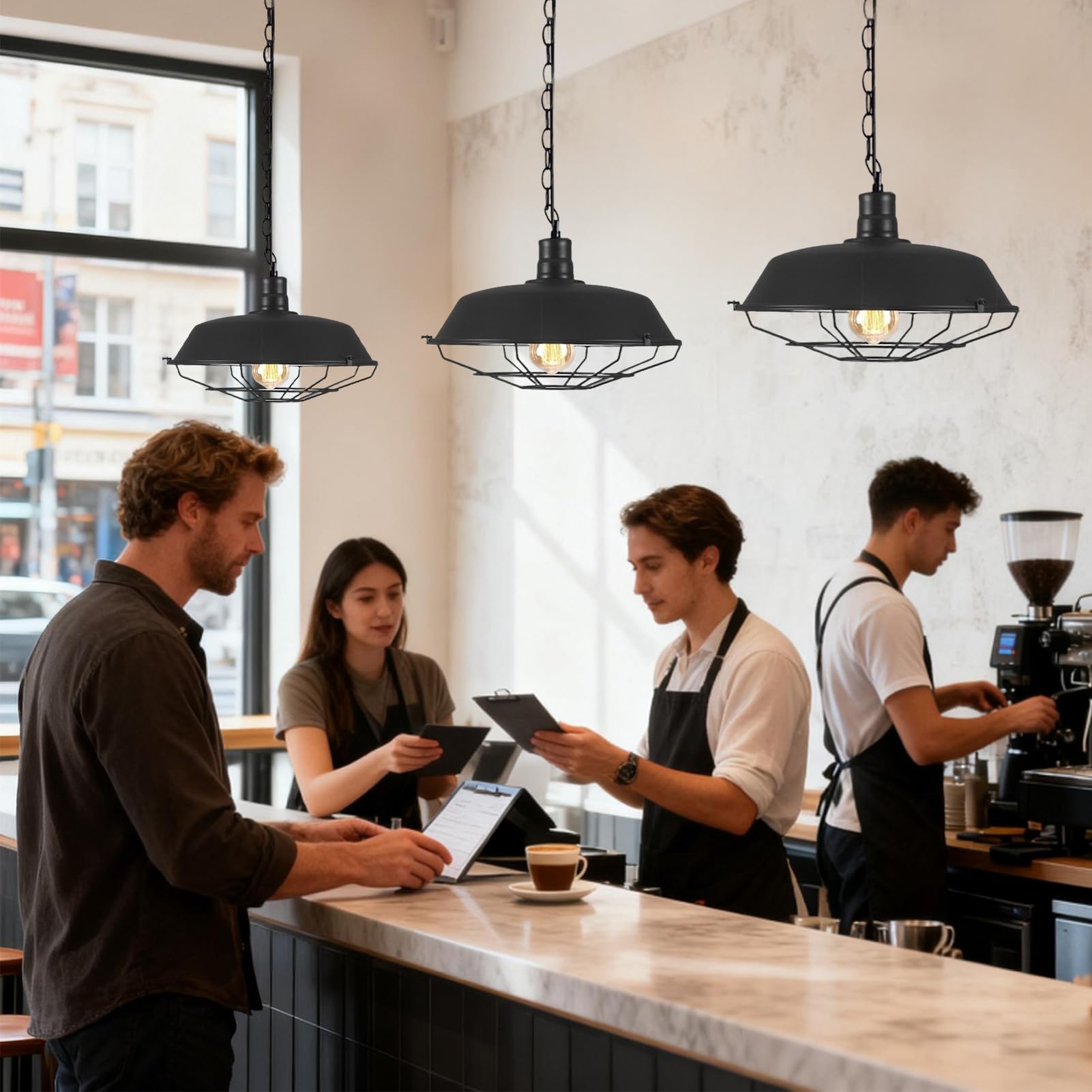 Pantalla De Lámpara Colgante Industrial Decorativa Para Lámparas | Pantallas Para Luz De Techo Para Propietarios Apartamento Cocina Comedor Dormitorio Baño Oficina Restaurante Cafetería Bares