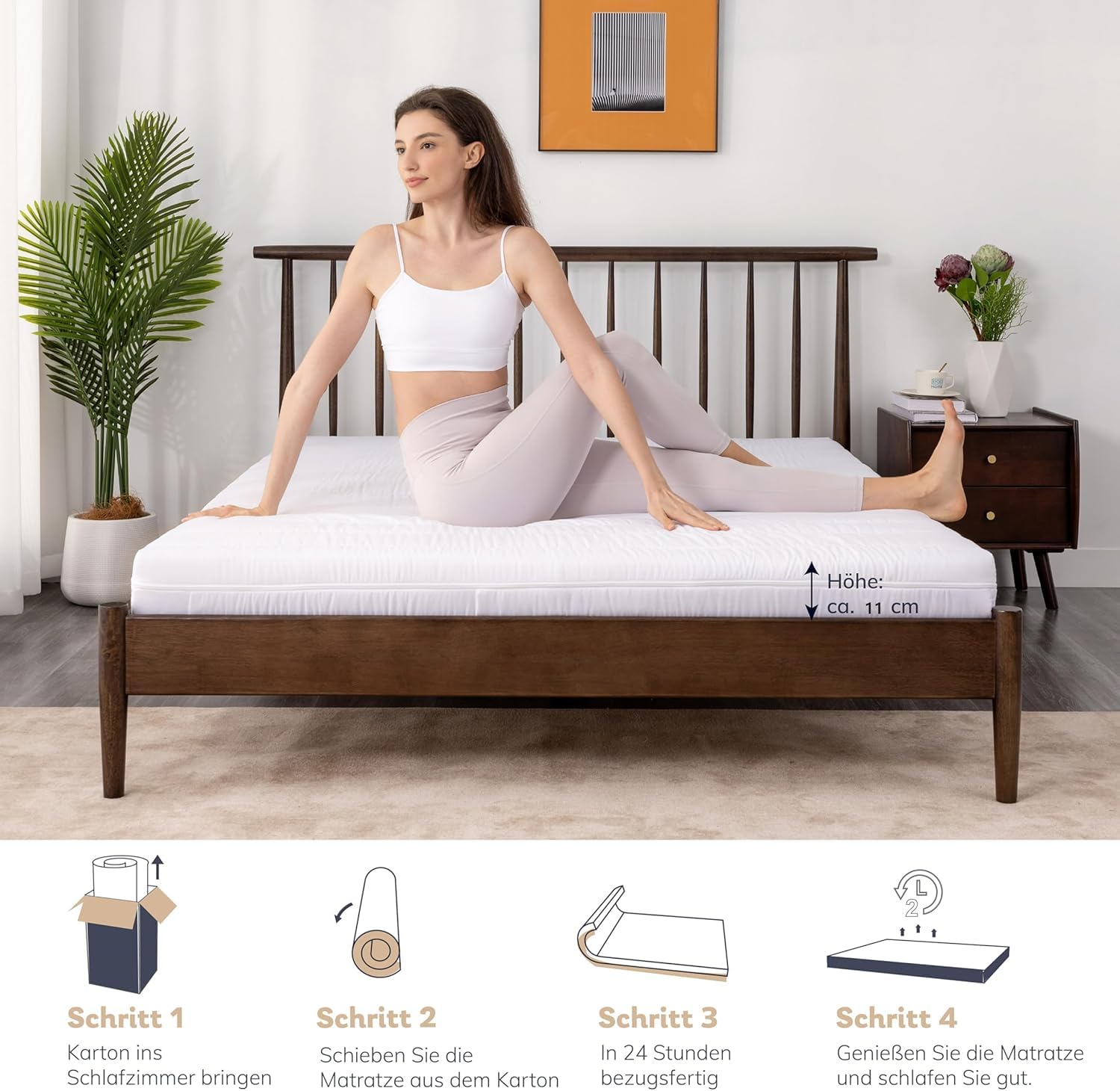 EGO Home Matratze 100x200 cm Hoch 11cm H2-7-Zonen Kaltschaummatratze mit Memory Foam, Öko-TEX Zertifiziert, Punktelastisch, Rückenschonend - Weicher Bezug mit Wolken-Ahnlichem Tragegefühl