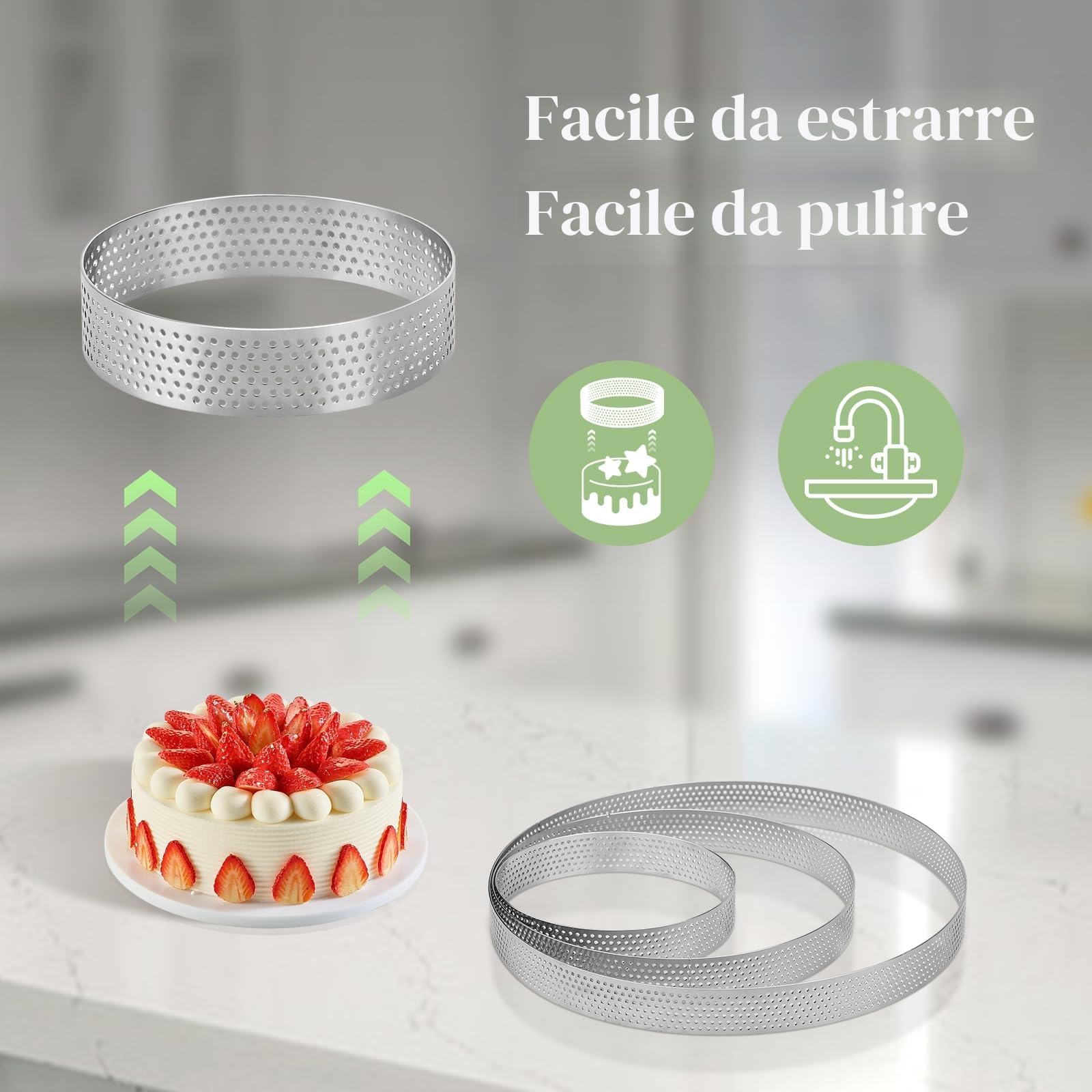 3 Pezzi Ø 10/15/20 cm Anello Microforato Crostata, Stampo Crostata Microforato in Acciaio Inox 430, Anello Traforato per Crostate Pasticceria Torte Pizze Muffin