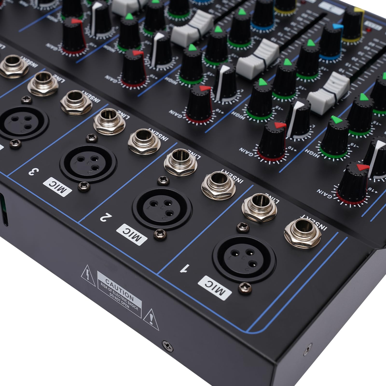 Consola de mezclas de audio de 7 canales, amplificador USB DJ Live Mixer Studio Bluetooth para reuniones familiares, karaoke, actividades de DJ, espectáculos de banda, actividades en campus, estudios