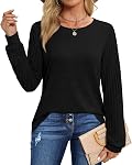 Jescakoo Long Sleeve Shirt Women Fall Tunic Tops Crewneck Business Casual Clothes Trendy S-XXL