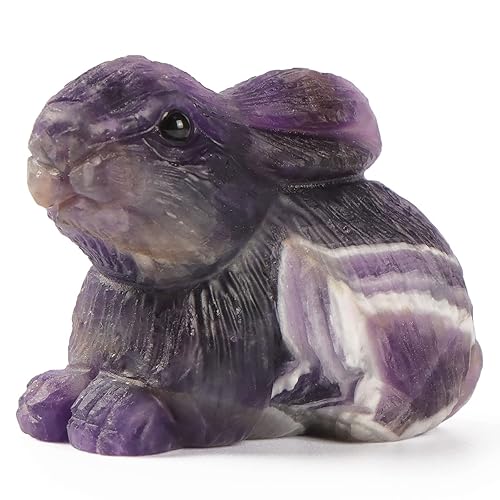 2" Amethyst Crystal Rabbit Figurine Carved Rabbits Bunny Ornament Gemstone