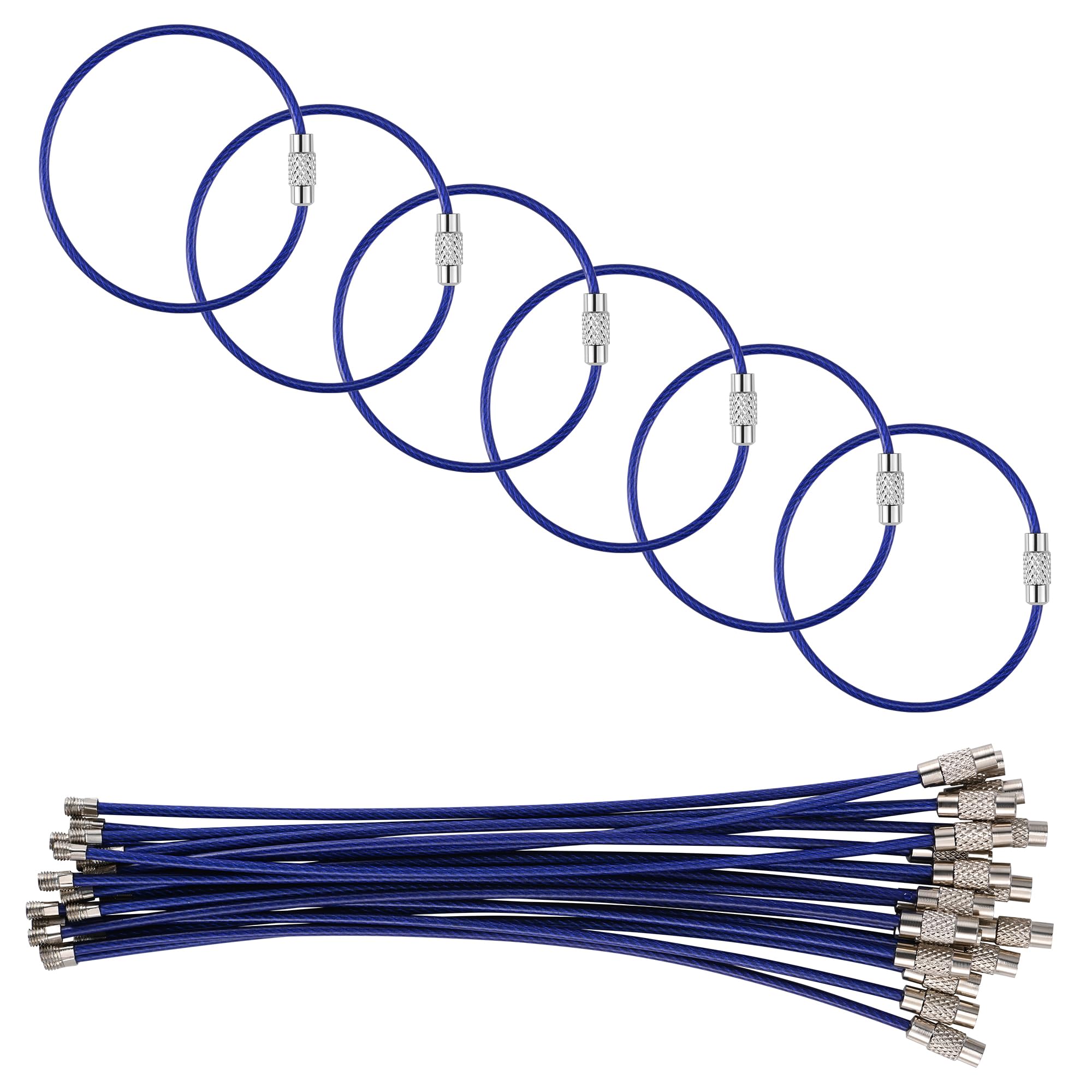 5.9in/15cm Stainless Steel Keychain Cable,Wire Diameter 2mm Metal Key Ring Loop,20 Pieces
