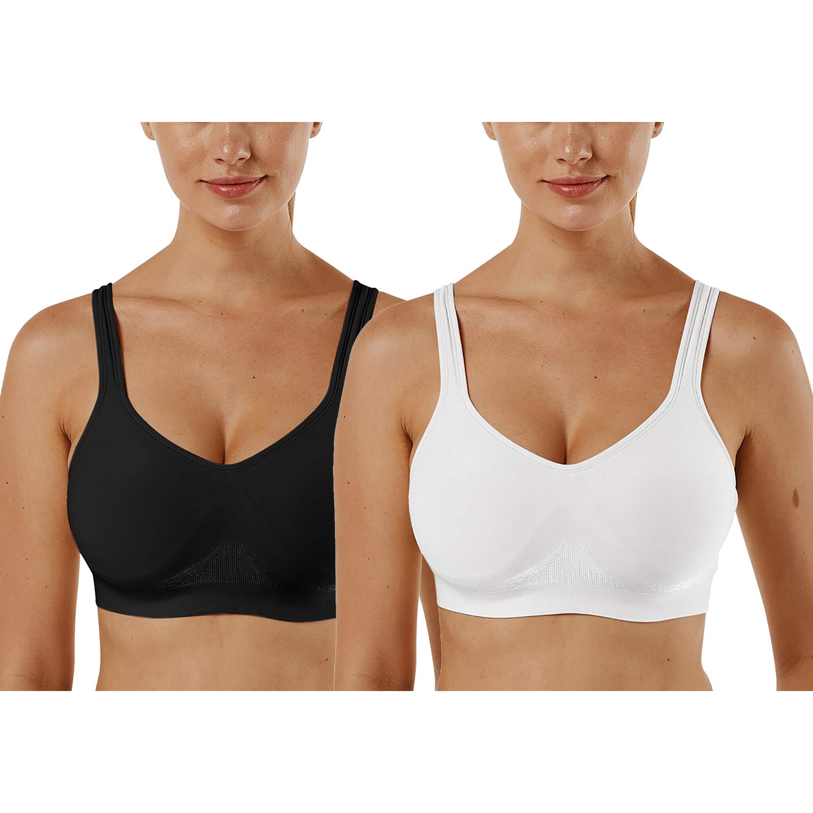 Vertvie Damen 1/2/3er Set Sport BH Einfarbig Ohne Bügel Bustier Klassische Bequem Stretch Bra Mittle Halt Gepolstert Wohlfühl-BH