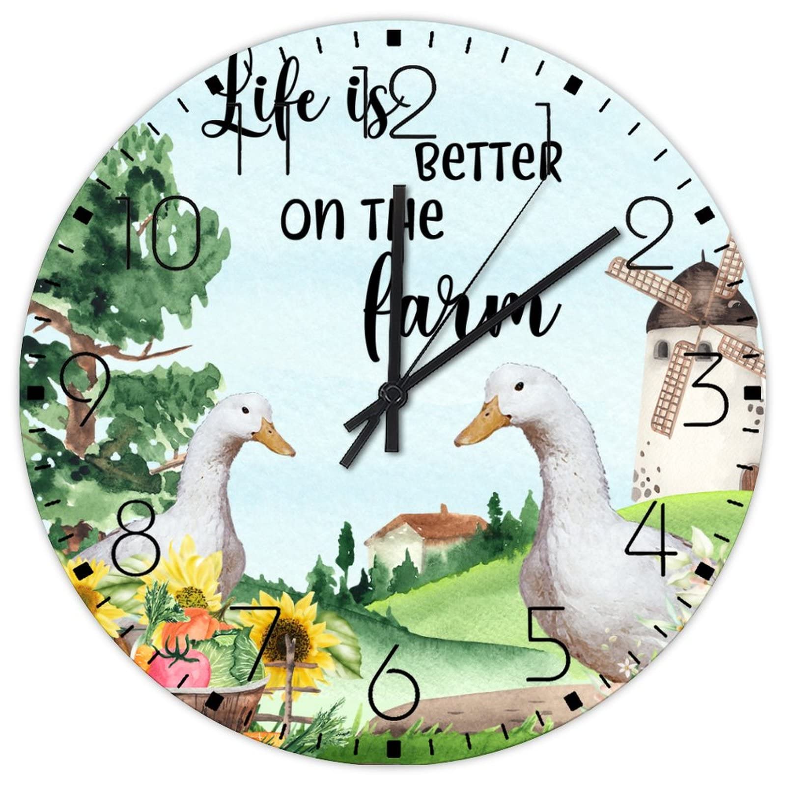 Horloge murale en bois 38 cm Life Is Better on The Farm silencieuse