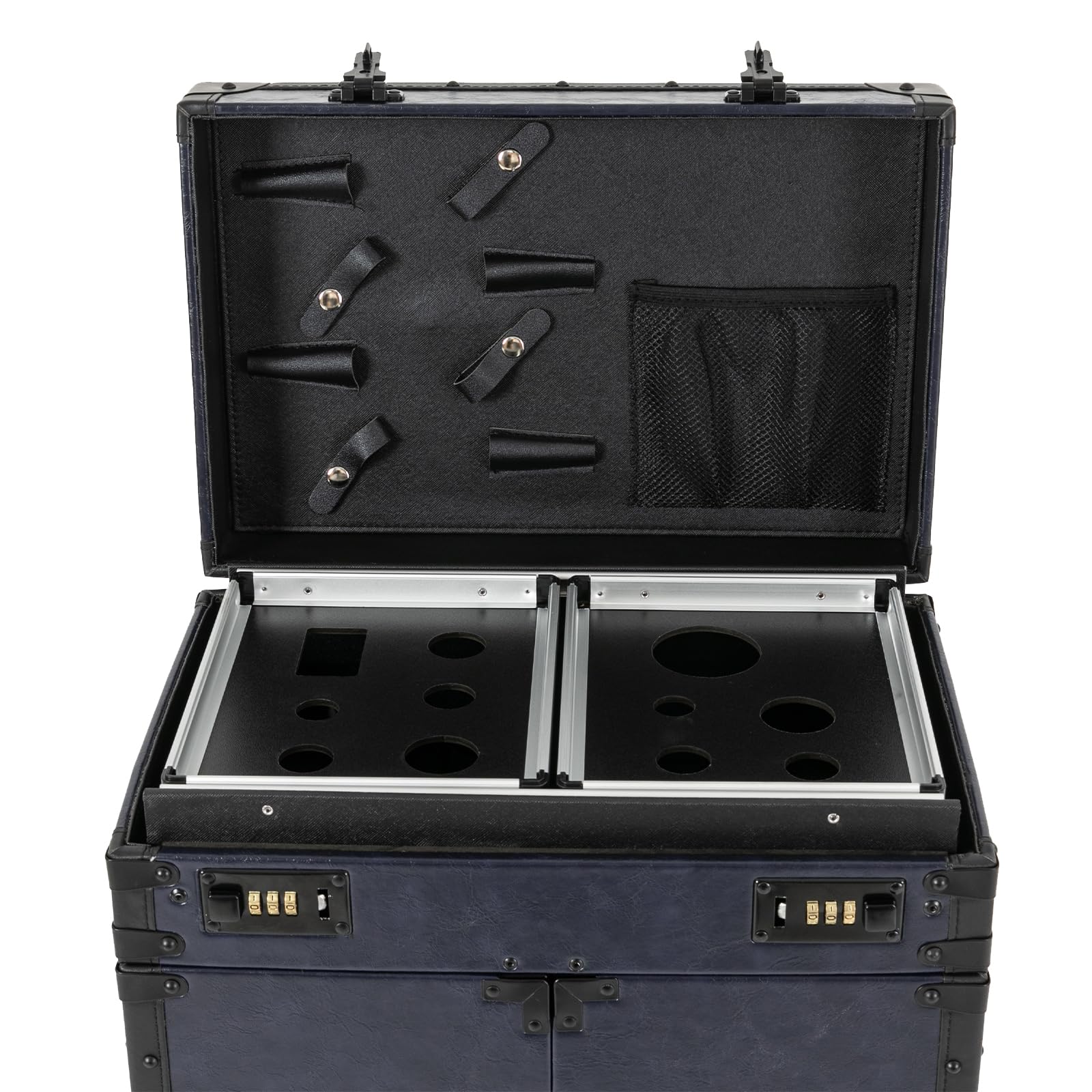 Trolley Beauty Case Kosmetikkoffer Makeup Koffer Schminkkoffer Friseurkoffer Rollwagen Make Up Profi Rollcontainer Auf RäDern Kosmetik Friseurwagen Arbeitswagen Bedienungswagen (Blau)