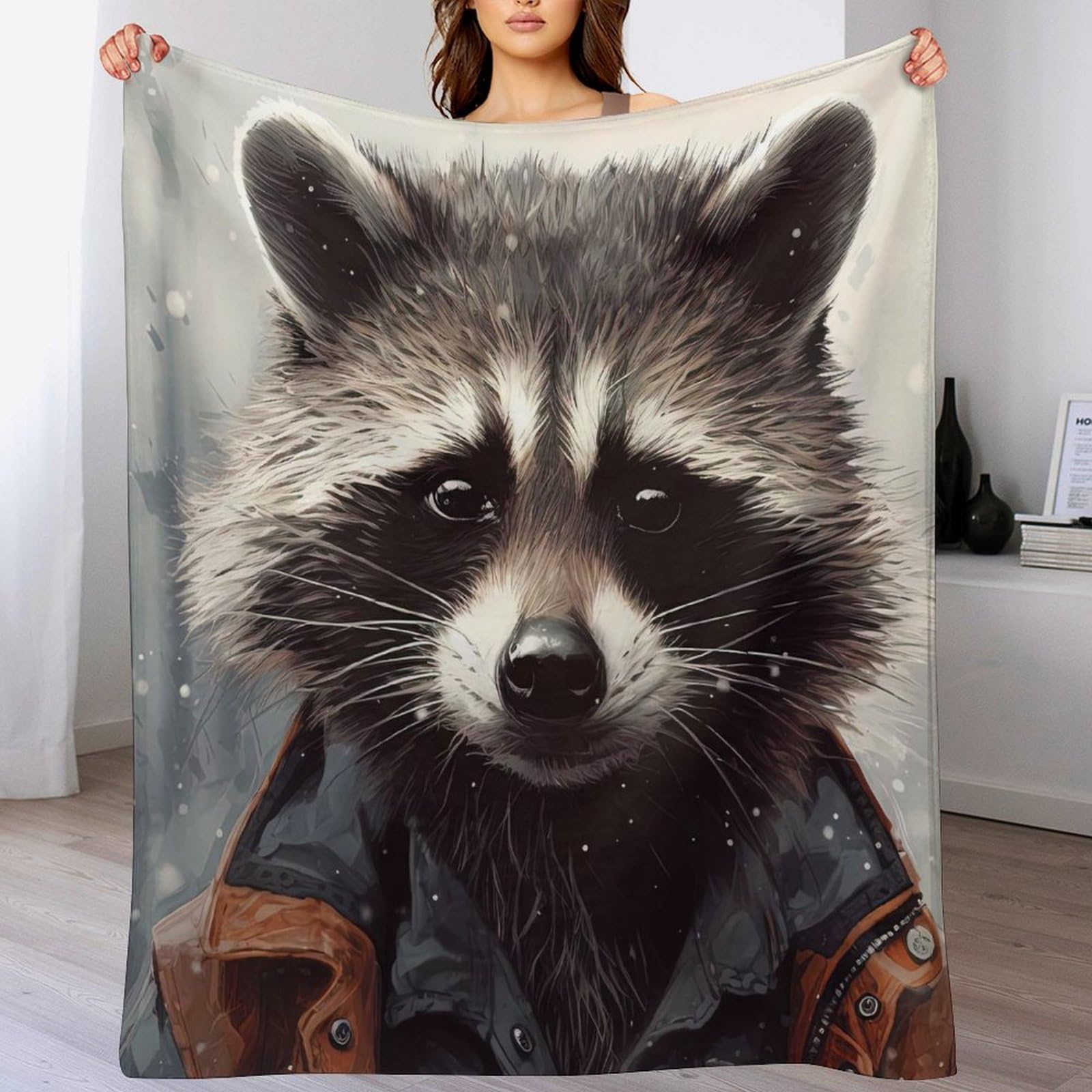 Couverture raton laveur en polaire flannel douce 140x180cm