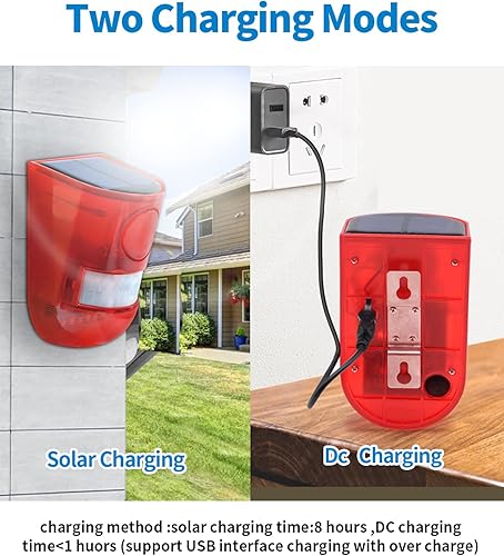 Miniatura 4 de ChunHee Alarma de luz estroboscópica solar con sensor de movimiento alarma de sonido al aire libre alarma solar con detector de movimiento luz de