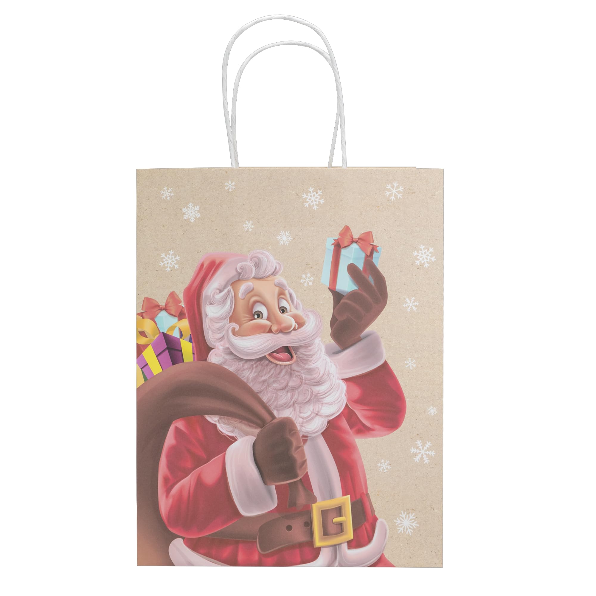 Idena 30510-12 30510-12 Santa Gift Bag Pack of 12 Gift Bags in the Size 21 x 27 x 11 cm Paper Bag Light Brown Multicoloured - Image 3