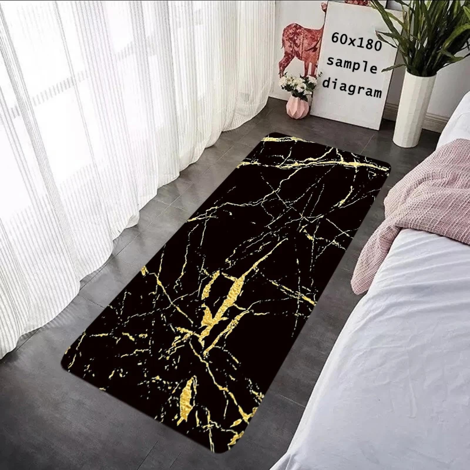 Tapis de couloir effet marbre d'une élégance absolue pour décoration salon