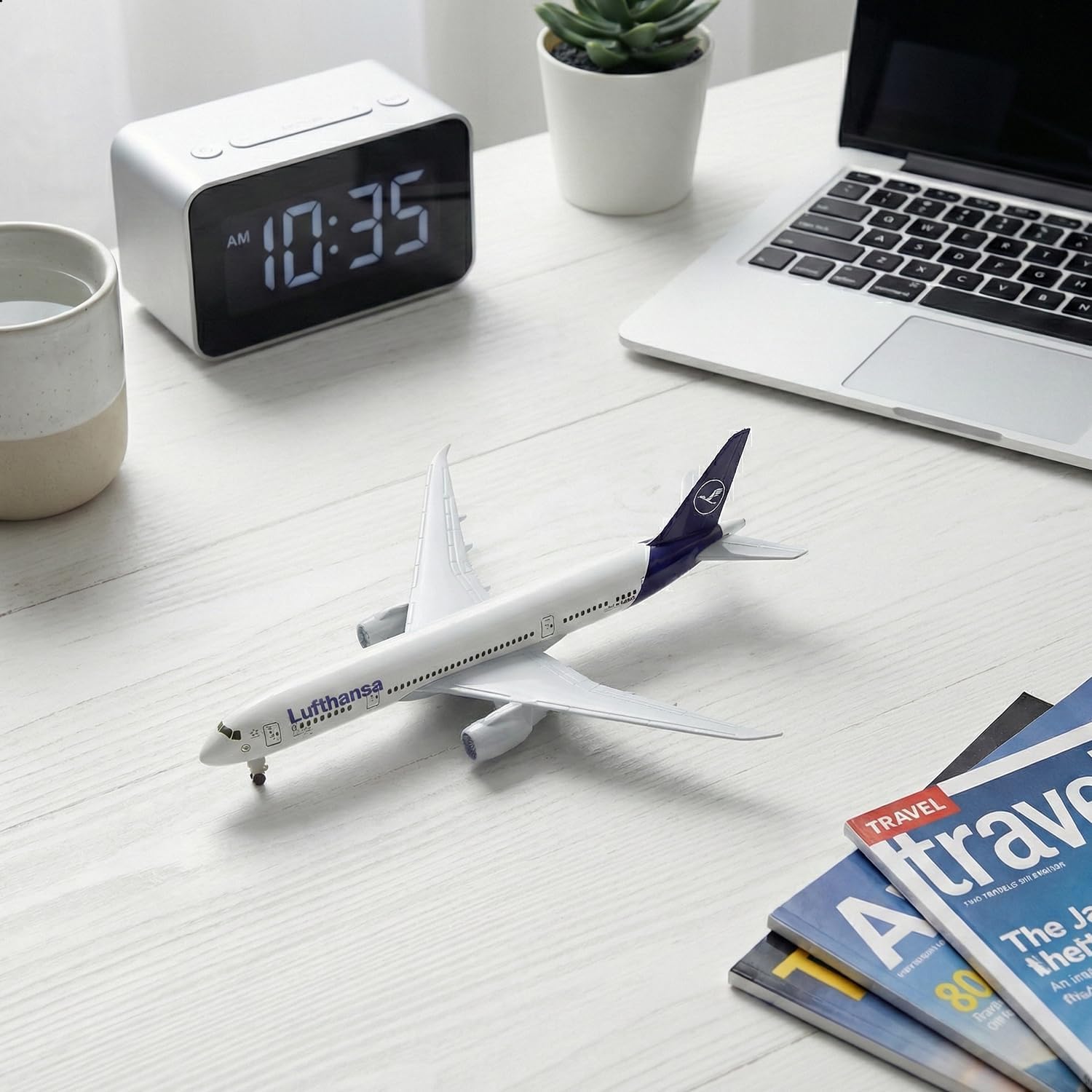 1/300 Compatible for Lufthansa 787 Diecast Metal Airplane Model with Stand (20-cm L) for Boeing 787 Model Plane Kits for Adult Aviation Gifts or Decorations