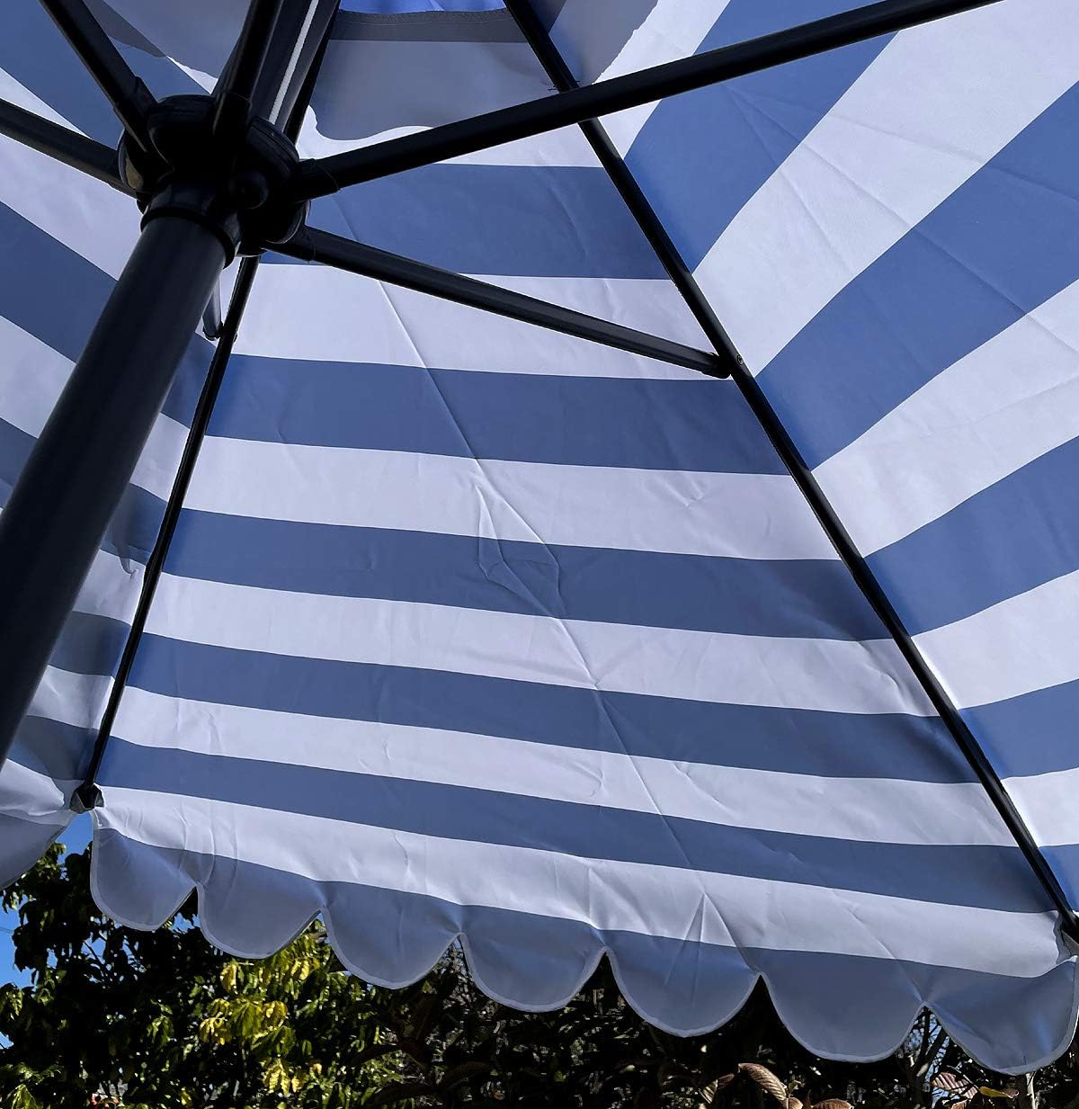 BELLRINO DECRO Royal / White Scalloped Edge Replacement Edge Umbrella Canopy for 9ft 6 Ribs (Canopy Only) C004-6RW-ROYAL