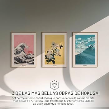 Conjunto de pósteres Hokusai, decoración japonesa para pared, arte