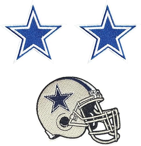 3 parches bordados con logotipo del equipo favorito de Dallas Rugby y logotipo del casco para ropa, vestido, sombrero, jeans, accesorios de bricolaje