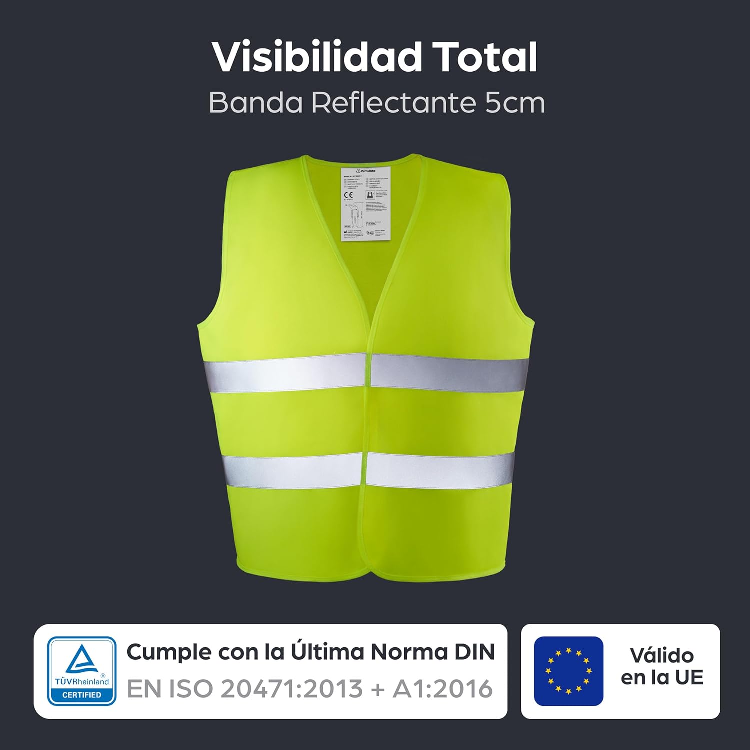 Chaleco reflectante amarillo puesto por una persona sobre ropa de abrigo