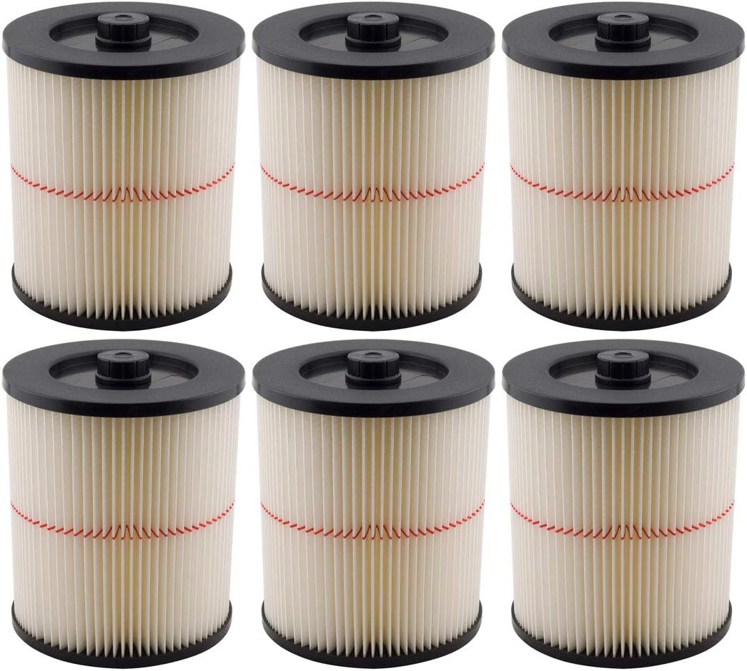 Replacement Filter 17816 Compatible with Shop Vac Craftsman 9-17816, Fits Most 5 Gallon and Larger Wet/Dry Vacs (6 Pack)